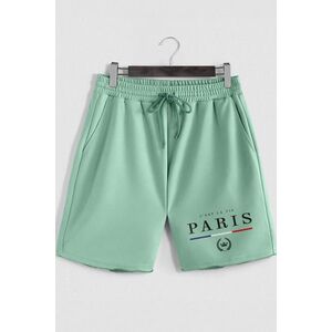 Šortky, Barva Světle Zelená, s Potiskem Paris Crowned obraz