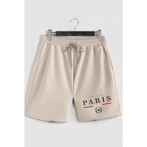 Šortky, Barva Ekru, s Potiskem Paris Crowned obraz