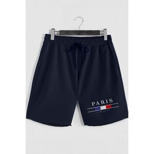 Šortky, Barva Modrá, s Potiskem Paris La Vie obraz