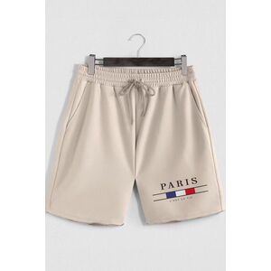 Šortky, Barva Ekru, s Potiskem Paris La Vie obraz