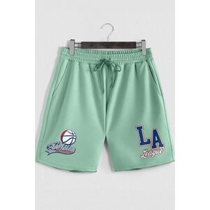 Šortky, Barva Světle Zelená, s Potiskem LA League obraz
