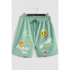 Šortky, Barva Světle Zelená, s Potiskem Stand Out Birmingham obraz