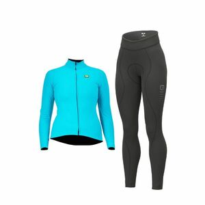 ALÉ Cyklistický zimní dres a kalhoty - WARM RACE+ESSENTIAL - tyrkysová/černá obraz
