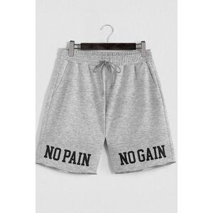 Šortky, Barva Šedá, s Potiskem No Pain No Gain obraz