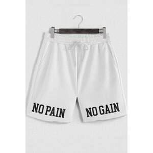 Šortky, Barva Bílá, s Potiskem No Pain No Gain obraz