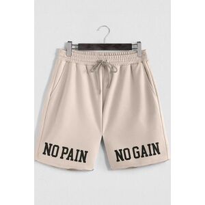 Šortky, Barva Ekru, s Potiskem No Pain No Gain obraz