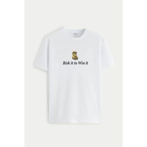 Tričko, Barva Bílá, s Potiskem Risk It obraz