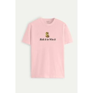 Tričko, Barva Růžová, s Potiskem Risk It obraz