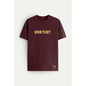 Tričko, Barva Bordó, s Potiskem Born To Bet obraz
