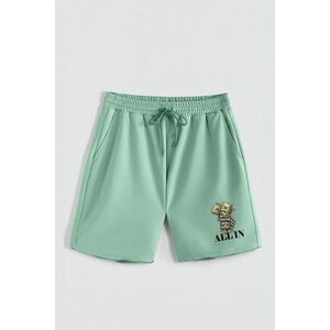 Kraťasy, Barva Světle Zelená, s Potiskem Hedrix All In obraz