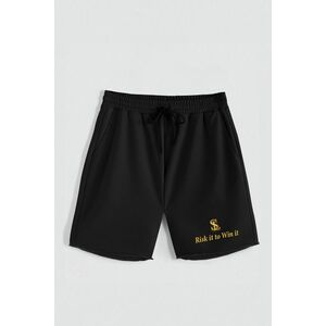 Kraťasy, Barva Černá, s Potiskem Hedrix Risk It obraz