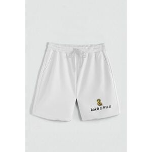 Kraťasy, Barva Bilá, s Potiskem Hedrix Risk It obraz