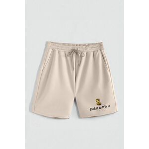 Kraťasy, Barva Ecru, s Potiskem Hedrix Risk It obraz