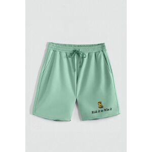 Kraťasy, Barva Světle Zelená, s Potiskem Hedrix Risk It obraz