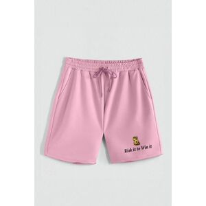 Kraťasy, Barva Růžová, s Potiskem Hedrix Risk It obraz