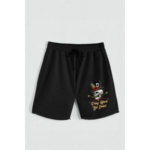 Kraťasy, Barva Černá, s Potiskem Hedrix Skull obraz