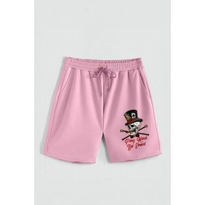 Kraťasy, Barva Růžová, s Potiskem Hedrix Skull obraz