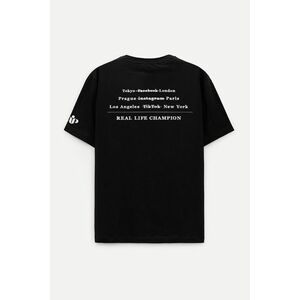 Oversized Tričko, Barva Černá s Potiskem Champion obraz