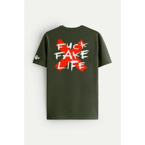 Tričko, Barva Khaki, s Potiskem X Life obraz