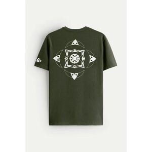 Tričko, Barva Khaki, s Potiskem Karma X obraz