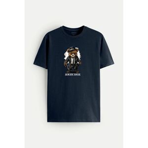 Tričko, Barva Modrá, s Potiskem Loyal Bear obraz