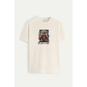 Tričko, Barva Ecru, s Potiskem Valhalla obraz