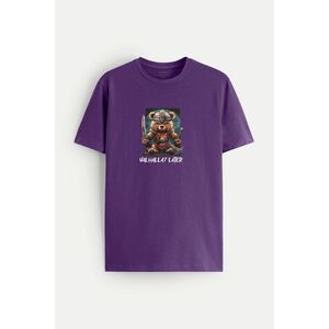 Tričko, Barva Fialová, s Potiskem Valhalla obraz