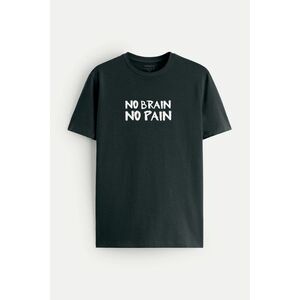 Tričko, Barva Železná šedá, s Potiskem No Brain obraz