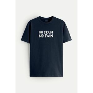 Tričko, Barva Modrá, s Potiskem No Brain obraz