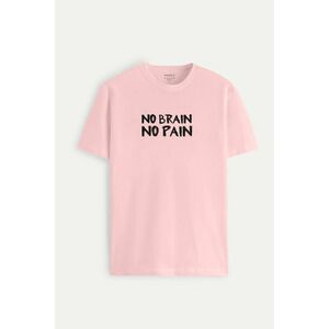 Tričko, Barva Růžová, s Potiskem No Brain obraz