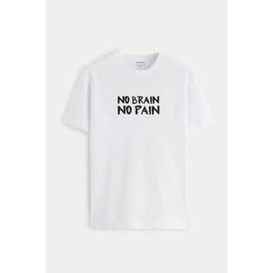 Tričko, Barva Bilá, s Potiskem No Brain obraz