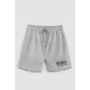 Kraťasy, Barva šedá, s Potiskem Hedrix Fitness obraz