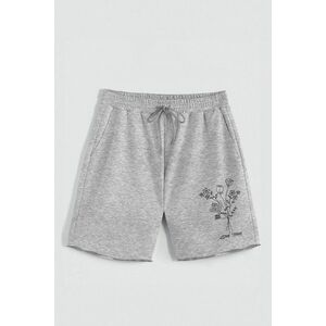 Kraťasy, Barva šedá, s Potiskem Hedrix Love Time obraz