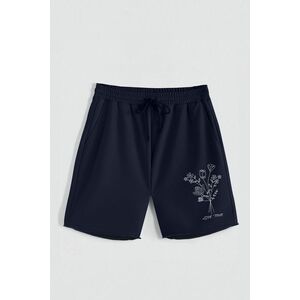 Kraťasy, Barva Modrá, s Potiskem Hedrix Love Time obraz