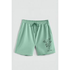 Kraťasy, Barva Světle Zelená, s Potiskem Hedrix Love Time obraz