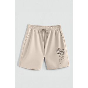 Kraťasy, Barva Ecru, s Potiskem Hedrix Love obraz