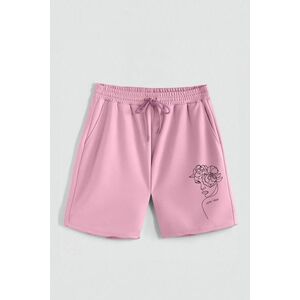 Kraťasy, Barva Růžová, s Potiskem Hedrix Love obraz