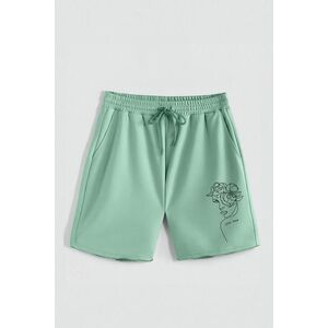 Kraťasy, Barva Světle Zelená, s Potiskem Hedrix Love obraz