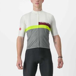 CASTELLI Cyklistický dres s krátkým rukávem - A BLOCCO - šedá/ivory/žlutá/bordó 2XL obraz