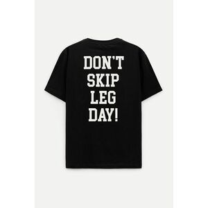 Oversized Tričko, Barva Černá s Potiskem Leg Day obraz