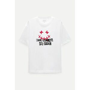 Oversized Tričko, Barva Bílá s Potiskem Keep Smilling obraz