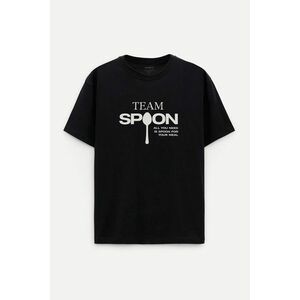 Oversized Tričko, Barva Černá s Potiskem Spoon obraz