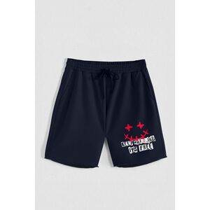 Kraťasy, Barva Modrá, s Potiskem Hedrix Keep Smilling obraz