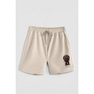 Kraťasy, Barva Ecru, s Potiskem Hedrix Victory Or Valhalla obraz