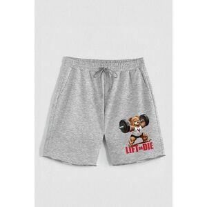 Kraťasy, Barva šedá, s Potiskem Hedrix Lift Or Die obraz