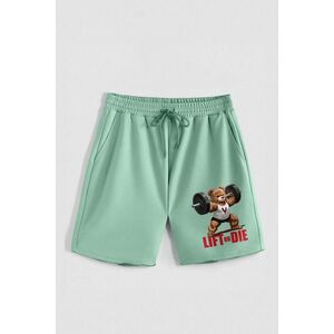 Kraťasy, Barva Světle Zelená, s Potiskem Hedrix Lift Or Die obraz