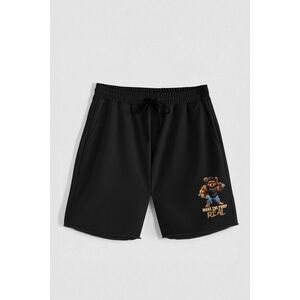 Kraťasy, Barva Černá, s Potiskem Hedrix Fitness Bear obraz