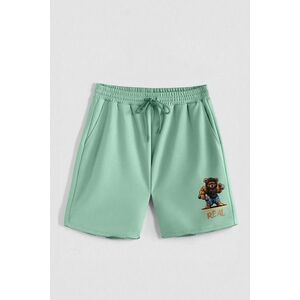 Kraťasy, Barva Světle Zelená, s Potiskem Hedrix Fitness Bear obraz