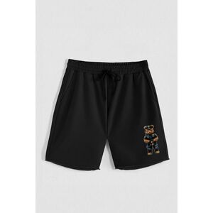 Kraťasy, Barva Černá, s Potiskem Hedrix Policebear obraz