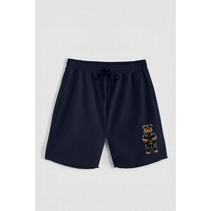 Kraťasy, Barva Modrá, s Potiskem Hedrix Policebear obraz